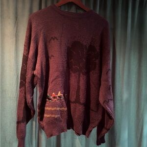 Purple Sweater Embroidery and Tree Design